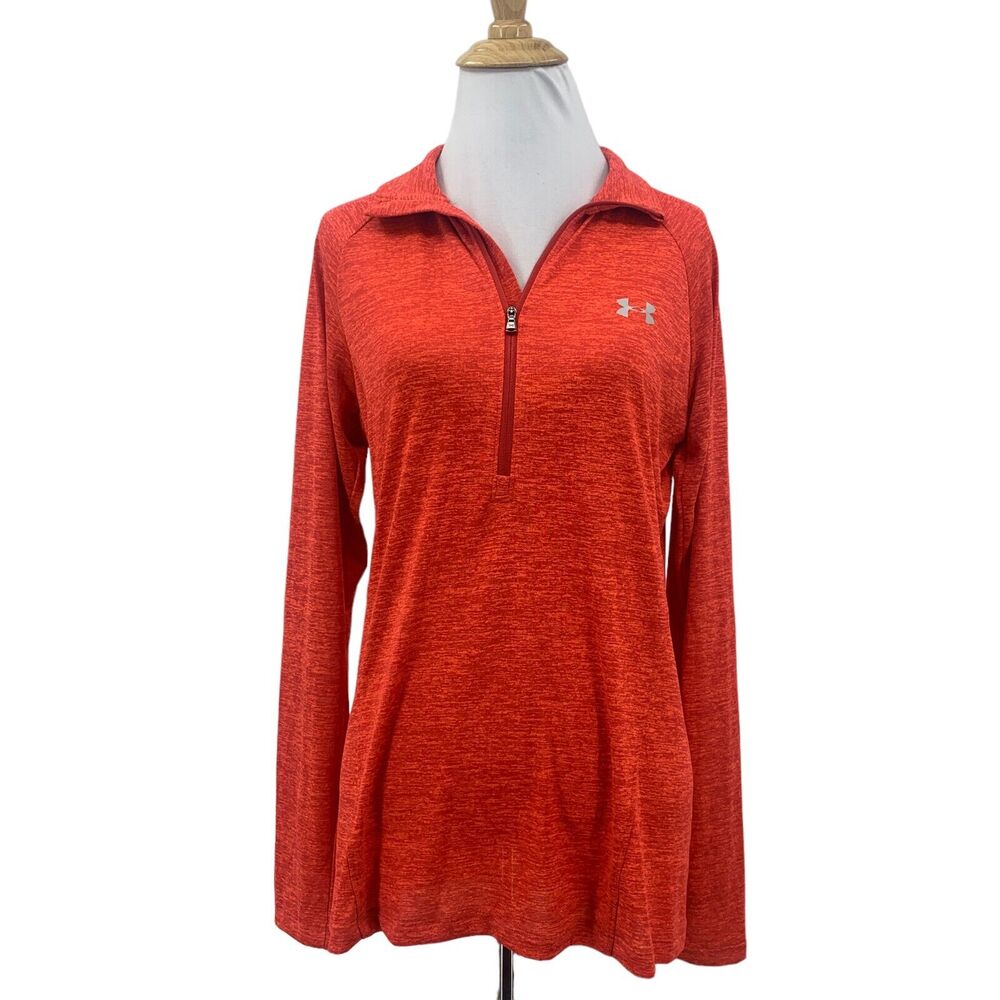 Under Armour Training Shirt Womens M Medium Flame Half Zip Space Dye HeatGear